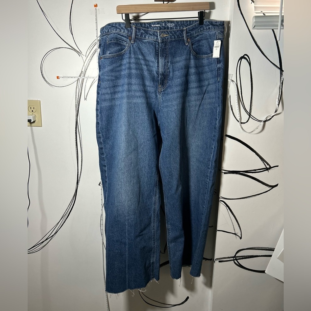 NEW Old Navy Extra High Rise Sky-Hi Wide Leg Jeans, Slimming Pockets Women’s 18T - Picture 2 of 8